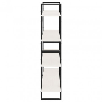 Bibliotecă cu 4 rafturi, alb, 100x30x140 cm, lemn masiv de pin - Img 5