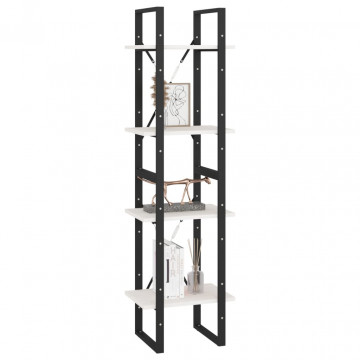 Bibliotecă cu 4 rafturi, alb, 40x30x140 cm, lemn masiv de pin - Img 4