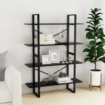 Bibliotecă cu 4 rafturi, negru, 100x30x140 cm, PAL - Img 3