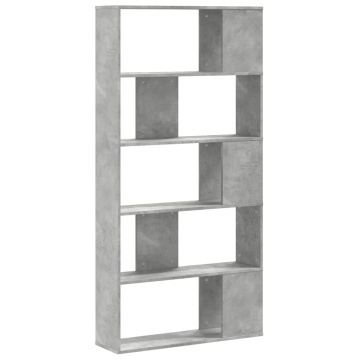 Bibliotecă cu 5 niveluri gri beton 80,5x23,5x162,5 cm lemn - Img 8