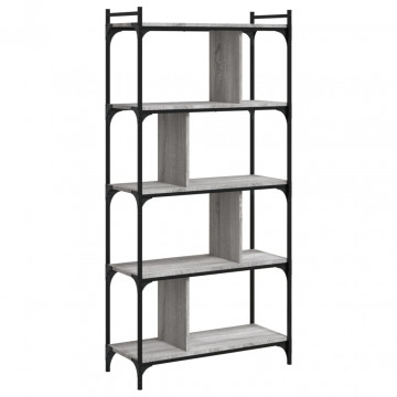 Bibliotecă cu 5 niveluri gri sonoma 76x32x158 cm lemn compozit - Img 2