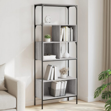 Bibliotecă cu 5 niveluri gri sonoma 76x33x188,5cm lemn compozit - Img 1