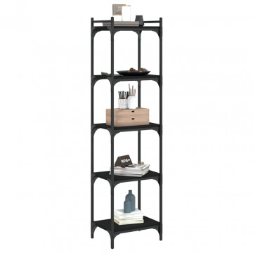 Bibliotecă cu 5 niveluri, negru, 40x30x154 cm, lemn prelucrat - Img 3