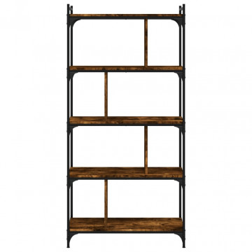 Bibliotecă cu 5 niveluri, stejar fumuriu, 76x32x158 cm, lemn - Img 4