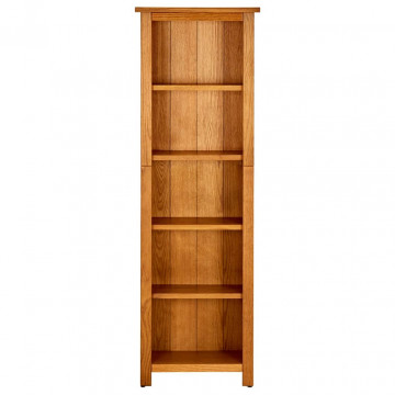 Bibliotecă cu 5 rafturi, 45x22x140 cm, lemn masiv de stejar - Img 1