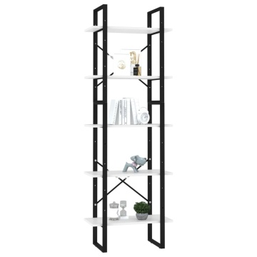 Bibliotecă cu 5 rafturi, alb, 60x30x175 cm, lemn prelucrat - Img 3