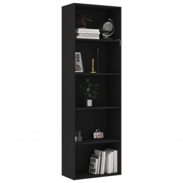 Bibliotecă cu 5 rafturi, negru, 60x30x189 cm, PAL - Img 3