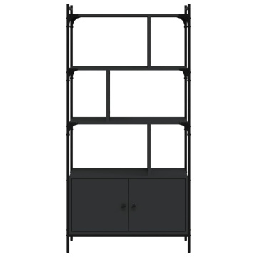 Bibliotecă cu uși, negru, 76,5x30x154,5 cm, lemn compozit - Img 8