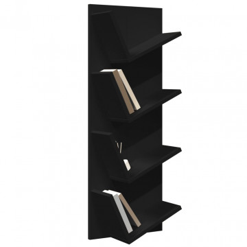 Bibliotecă de perete cu 4 niveluri, negru, 33x16x90 cm - Img 4