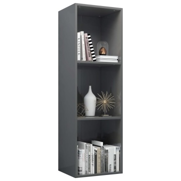 Bibliotecă/Dulap TV gri extralucios 36x30x114 cm lemn prelucrat - Img 3