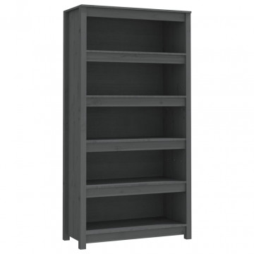 Bibliotecă, gri, 80x35x154 cm, lemn masiv de pin - Img 2
