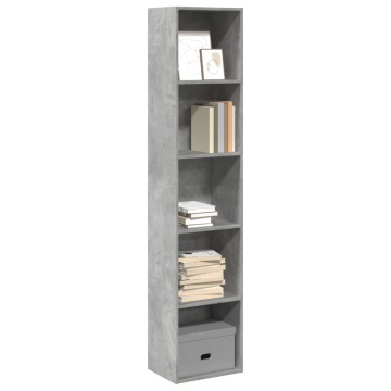 Bibliotecă, gri beton, 40x30x189 cm, lemn prelucrat - Img 1
