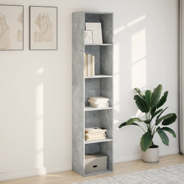 Bibliotecă, gri beton, 40x30x189 cm, lemn prelucrat - Img 3