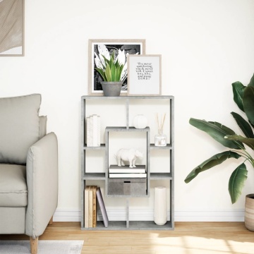 Bibliotecă, gri beton, 63x20x90 cm, lemn prelucrat - Img 3