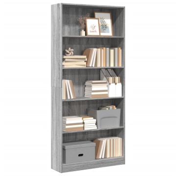 Bibliotecă, gri sonoma, 80x24x176 cm, lemn prelucrat - Img 1