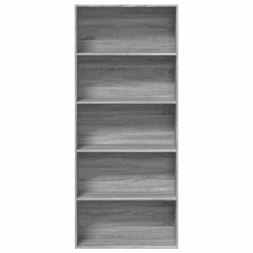 Bibliotecă, gri sonoma, 80x30x189 cm, lemn prelucrat - Img 4