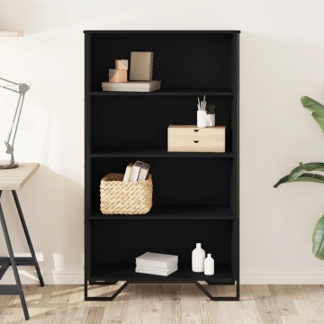 Bibliotecă, negru, 80x31x137,5 cm, lemn prelucrat - Img 3
