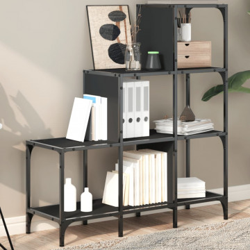 Bibliotecă, negru, 92x30x102 cm, lemn prelucrat și metal - Img 1