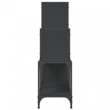 Bibliotecă, negru, 92x30x102 cm, lemn prelucrat și metal - Img 5