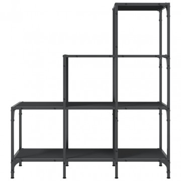 Bibliotecă, negru, 92x30x102 cm, lemn prelucrat și metal - Img 8