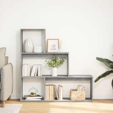 Bibliotecă/separator 3 niveluri gri beton 123x29x123 cm lemn - Img 3