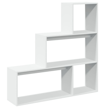 Bibliotecă/separator cameră 3 niveluri, alb, 123x29x123 cm lemn - Img 6