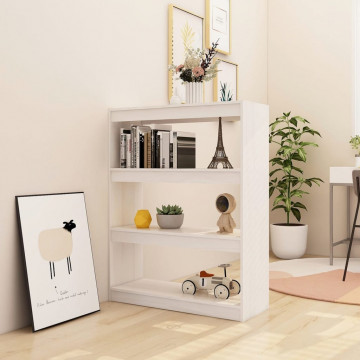 Bibliotecă/Separator cameră, alb, 100x30x103 cm, lemn masiv pin - Img 3