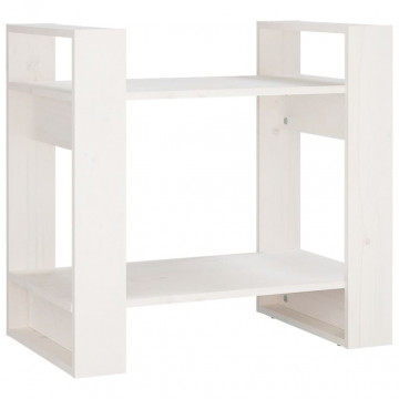 Bibliotecă/Separator cameră, alb, 60x35x57 cm, lemn masiv pin - Img 2