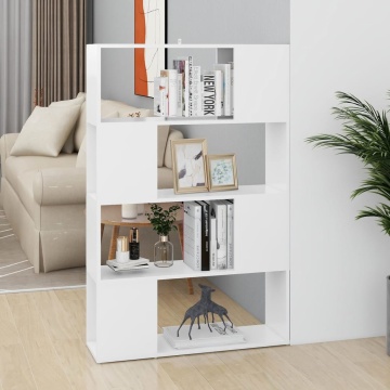 Bibliotecă/Separator cameră, alb, 80x24x124,5 cm, PAL - Img 1