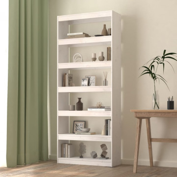 Bibliotecă/Separator cameră, alb, 80x30x199,5 cm lemn masiv pin - Img 1