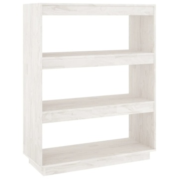 Bibliotecă/Separator cameră, alb, 80x35x103 cm, lemn masiv pin - Img 2