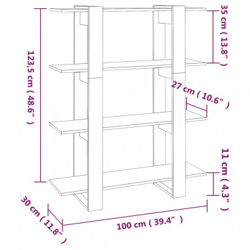 Bibliotecă/Separator cameră, alb extralucios, 100x30x123,5 cm - Img 6