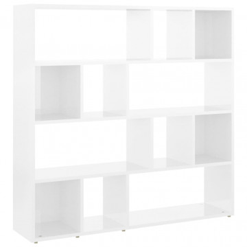 Bibliotecă/Separator cameră, alb extralucios, 105x24x102 cm - Img 2