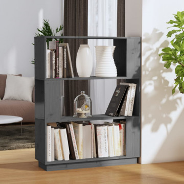 Bibliotecă/Separator cameră, gri, 80x25x101 cm lemn masiv pin - Img 1
