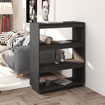Bibliotecă/Separator cameră, gri, 80x35x103 cm, lemn masiv pin - Img 1