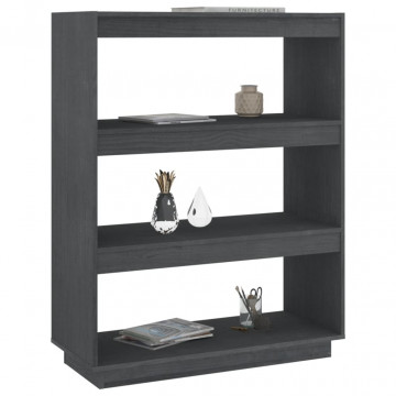 Bibliotecă/Separator cameră, gri, 80x35x103 cm, lemn masiv pin - Img 4