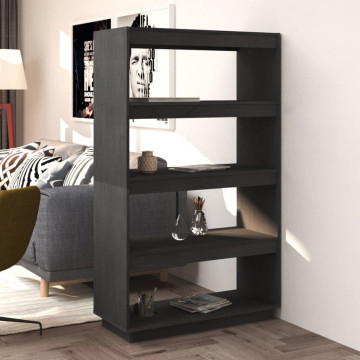 Bibliotecă/Separator cameră, gri, 80x35x135 cm, lemn masiv pin - Img 1