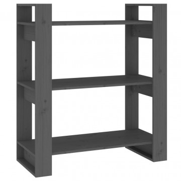 Bibliotecă/Separator cameră, gri, 80x35x91 cm, lemn masiv pin - Img 2