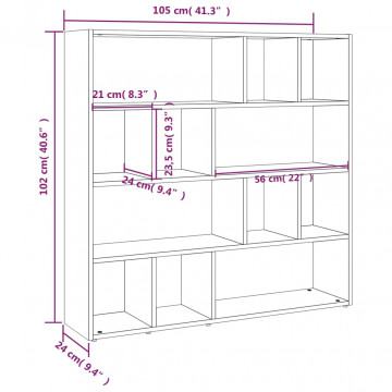Bibliotecă/Separator cameră, gri beton, 105x24x102 cm - Img 7
