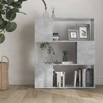 Bibliotecă/Separator cameră, gri beton, 80x24x94 cm, PAL - Img 3