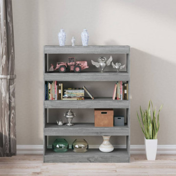 Bibliotecă/Separator cameră, gri sonoma, 100x30x135 cm - Img 6