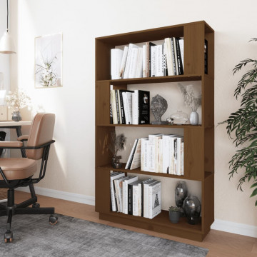 Bibliotecă/Separator cameră maro miere, 80x25x132 cm lemn pin - Img 3