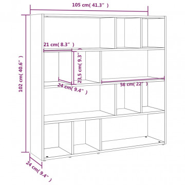 Bibliotecă/Separator cameră, negru, 105x24x102 cm - Img 7