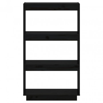 Bibliotecă/Separator cameră negru 60x35x103 cm lemn masiv pin - Img 8