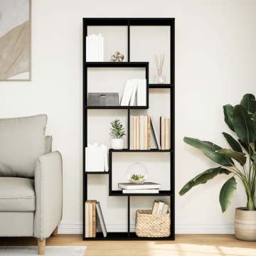 Bibliotecă/separator cameră negru 67x25x161,5 cm lemn prelucrat - Img 3