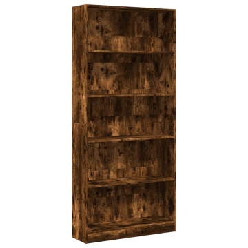 Bibliotecă, stejar fumuriu, 80x24x176 cm, lemn prelucrat - Img 2