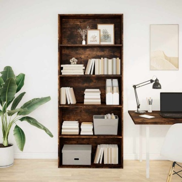 Bibliotecă, stejar fumuriu, 80x30x189 cm, lemn prelucrat - Img 2