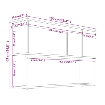 Bibliotecă, stejar maro, 100x24x63 cm, lemn prelucrat - Img 6