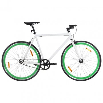 Bicicletă cu angrenaj fix, alb și verde, 700c, 55 cm - Img 1