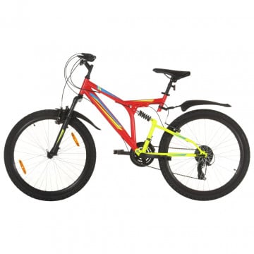 Bicicletă montană cu 21 viteze, roată 26 inci, roșu, 49 cm - Img 1